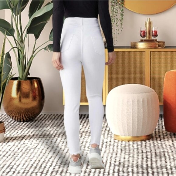 GARAGE White Retro High Rise Skinny Fringe Jeans - Picture 7 of 16